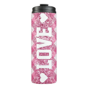 Love Pink Plaid  Thermal Tumbler