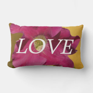 lOVE , Pink Purple Petunia, flowers inspiration Lumbar Cushion