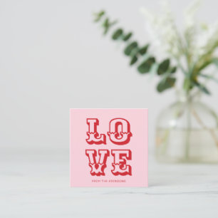 Love pink red modern fun typography custom enclosure card