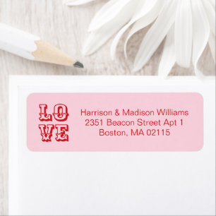 Love pink red modern fun typography custom return address label
