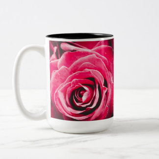 Love Pink Roses 15oz Two-Tone Mug Black