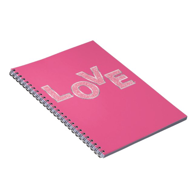 Love Pink Silver Glitter Notebook (Right Side)