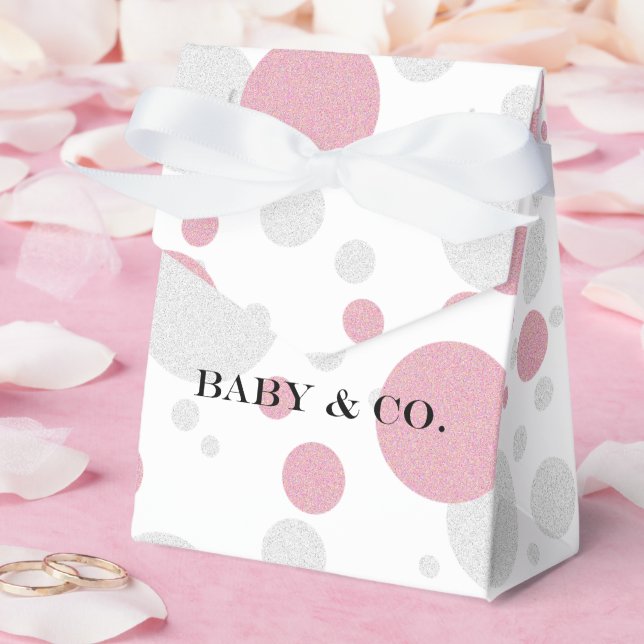 Love Pink & Silver Polka Dot Sprinkle Shower Party Favour Box (Wedding)