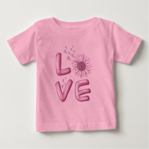 Love Pink Sunflower   Baby T-Shirt