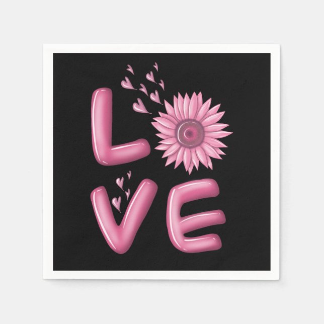 Love Pink Sunflower    Napkin (Front)