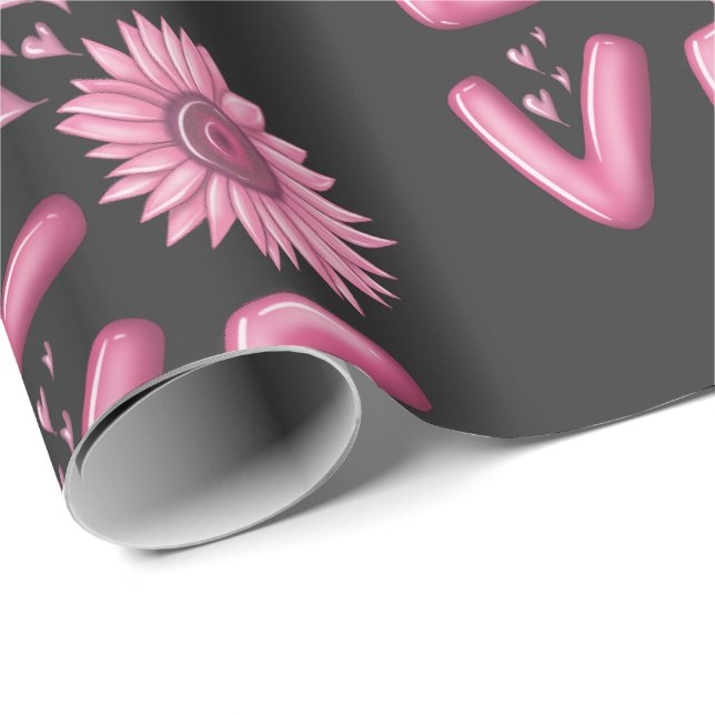 Love Pink Sunflower    Wrapping Paper (Roll Corner)