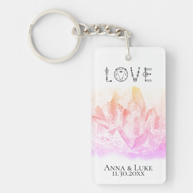 *~* "LOVE"  Pinks Crystals Events Weddings SWAG Key Ring (Front)