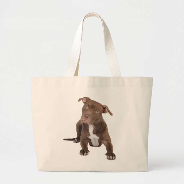 Love Pit Bull Puppy Dog Canvas Totebag Large Tote Bag (Front)