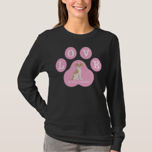 Love Pit Bull Terrier In Pink Paw T-Shirt