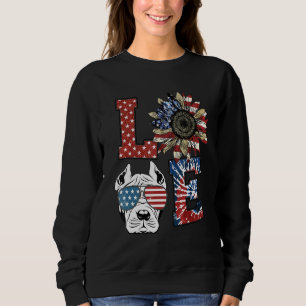 Love Pitbull Dog USA Flag Sunflower Tie Dye Sweatshirt