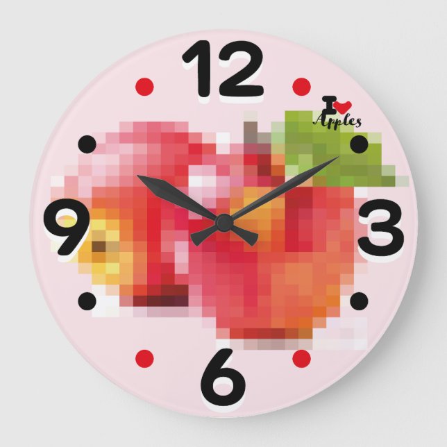 LOVE PIXEL FRUIT BY MASANSER APPLES LARGE CLOCK (Front)