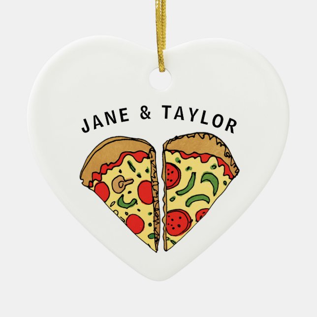 Love Pizza Personalised Ceramic Ornament (Front)
