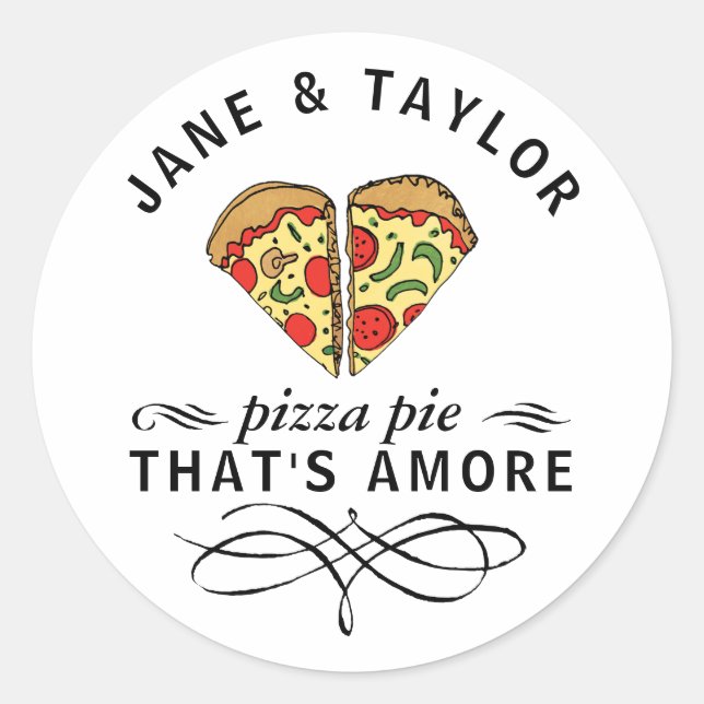 Love Pizza Personalised Classic Round Sticker (Front)