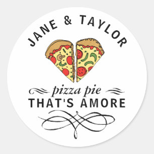 Love Pizza Personalised Classic Round Sticker