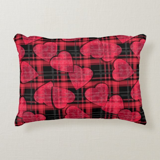 Love plaid decorative cushion (Front)
