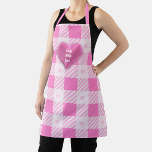 Love Plaid Modern Pink Collection Apron