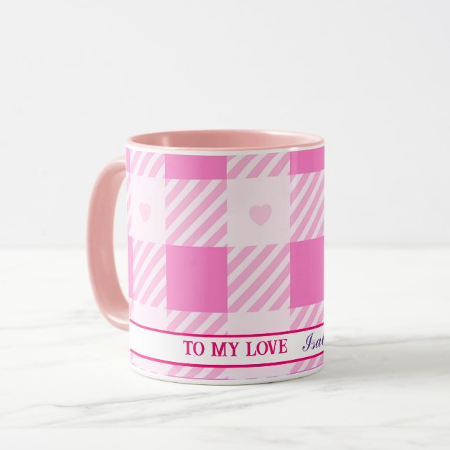 Love Plaid Modern Pink Collection Mug (Front Left)