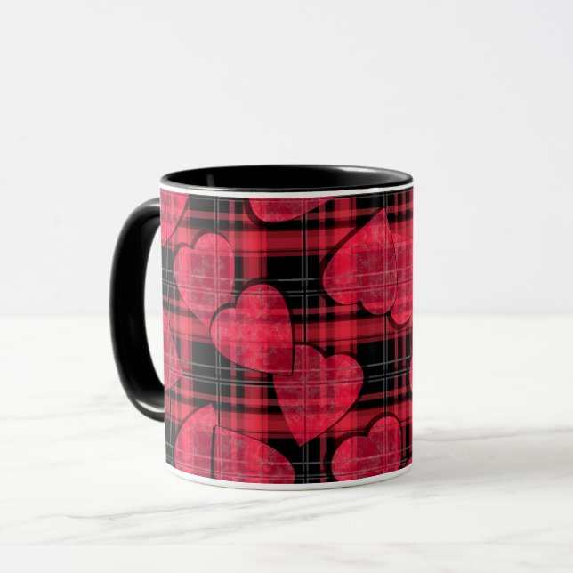 Love plaid mug (Front Left)