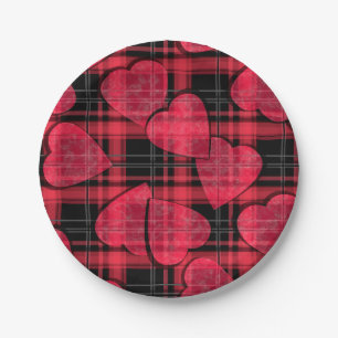 Love plaid paper plate