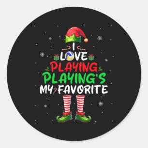 Love Playing Playing's My Favourite Xmas Volleybal Classic Round Sticker