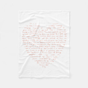 Love Poem in Shape of Heart Fleece Blanket