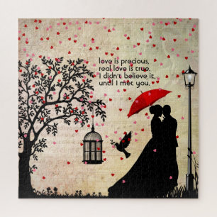 Love poetry black white vintage elegant jigsaw puzzle