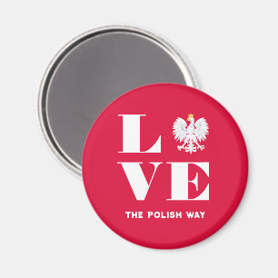 Love Poland Polish Polska White Eagle Custom Text Magnet