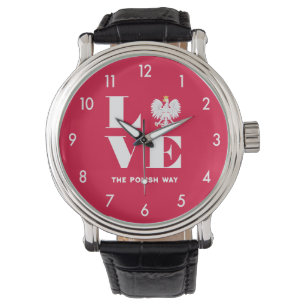 Love Poland Polish Polska White Eagle Custom Text Watch