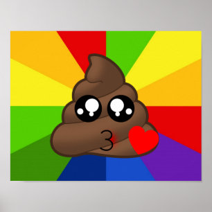 Love Poop Emoji Rainbow Burst Poster