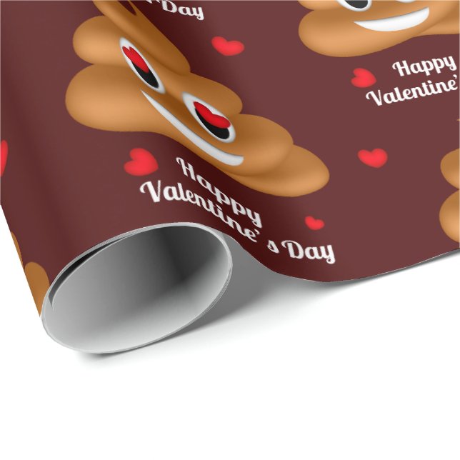 Love poop emoji Valentine's day wrapping paper (Roll Corner)