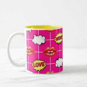 Love, Pop Art, by Natasha Us Two-Tone Coffee Mug