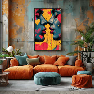 Love Pop Art: Faces In Love Photo Print