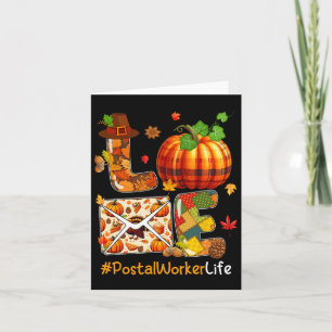 Love Postal Worker Thanksgiving Job Team Pumpkins Card