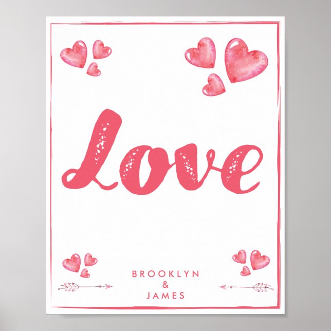 Love Poster With Hearts Personalised Matte 8x10 (Front)