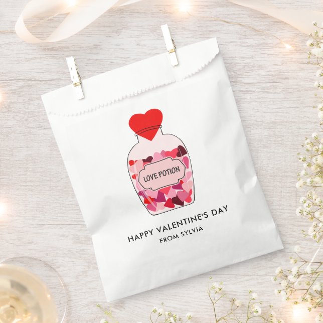 Love Potion Happy Valentine's Day Personalised Favour Bag (Clipped)