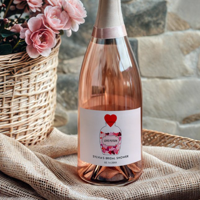 Love Potion Happy Valentine's Day Personalised Sparkling Wine Label (Creator Uploaded)