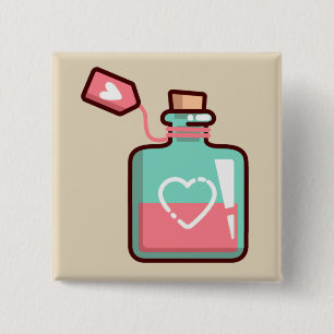Love Potion Hearts Bottle 15 Cm Square Badge