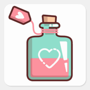 Love Potion Hearts Bottle Square Sticker