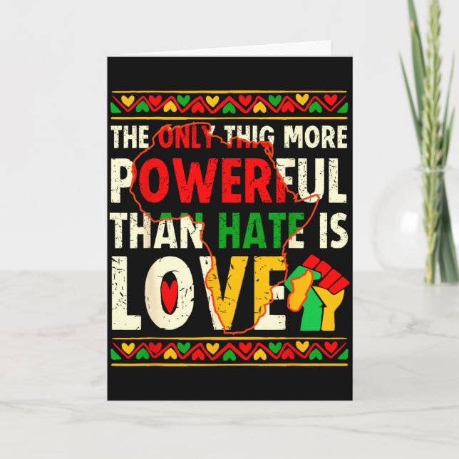 Love powerful than hate black history month unity  card (Front)