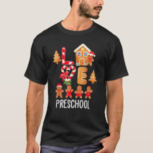 Love Pre K Teacher Gingerbread Christmas Kids Wome T-Shirt