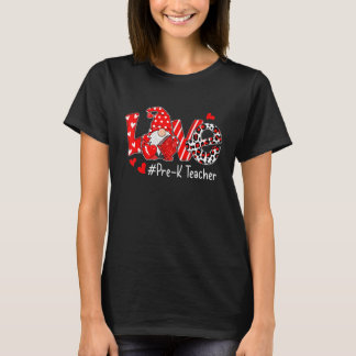 Love Pre K Teacher Heart Leopard Teacher Valentine T-Shirt