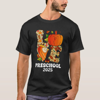 Love Preschool Funny Turkey Pumpkin Fall 2025 Autu T-Shirt