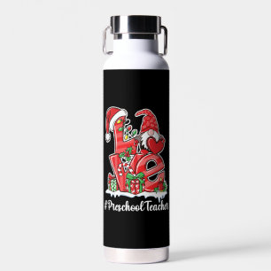Love Preschool Teacher Gnome Christmas Pyjamas Water Bottle