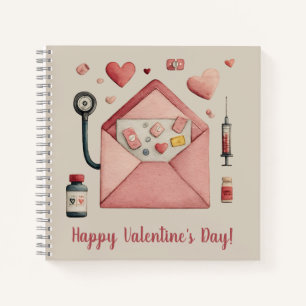 Love Prescription Valentine Design Postcard Notebook