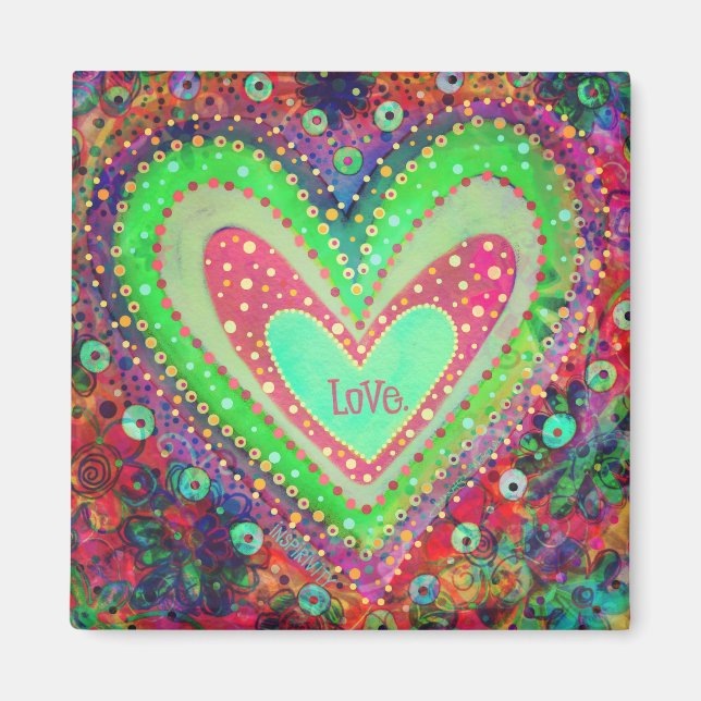 Love Pretty Abstract Heart Floral Inspirivity Magnet (Front)