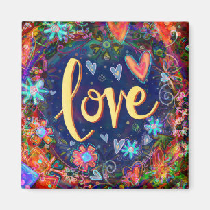 Love Pretty Hearts Floral ONE WORD Inspirivity Magnet