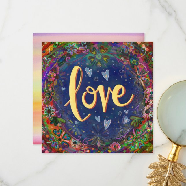 Love Pretty Hearts Flowers Inspirational Thank You Card (Front/Back In Situ)