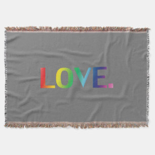 "love" pride lgbt letters dark grey background - throw blanket