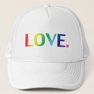 Love, pride lgbt lgbtq gay queer rainbow colors trucker hat