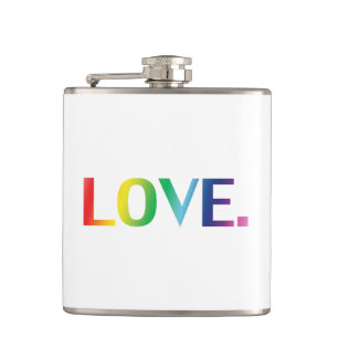 Love, pride lgbt lgbtq gay queer rainbow colours hip flask